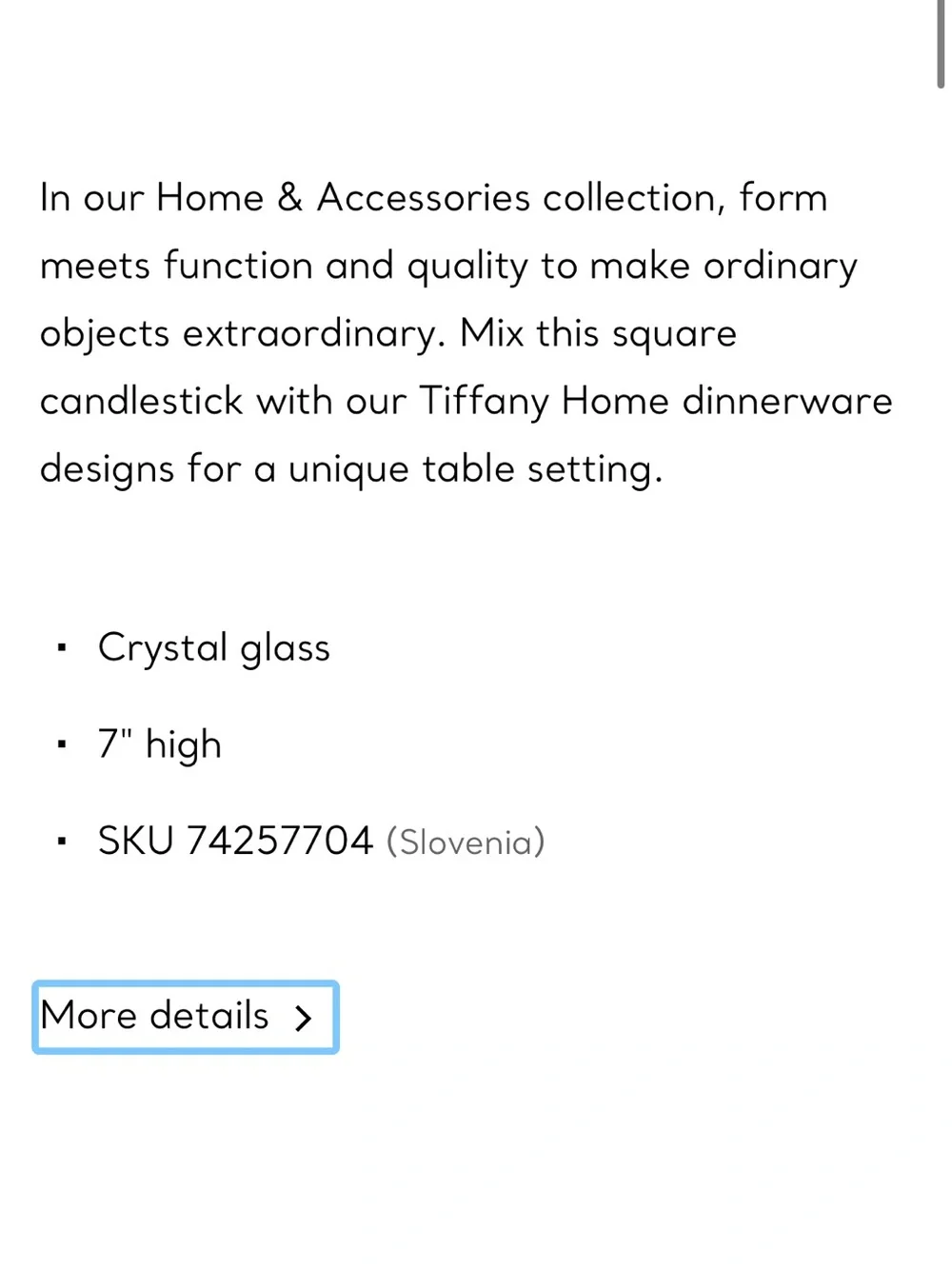 2 Tiffany Home Essentials Square Candlestick in Crystal Glass